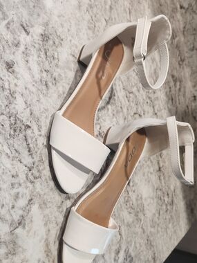 White Patent Ankle-Strap Dress Sandals for Kids